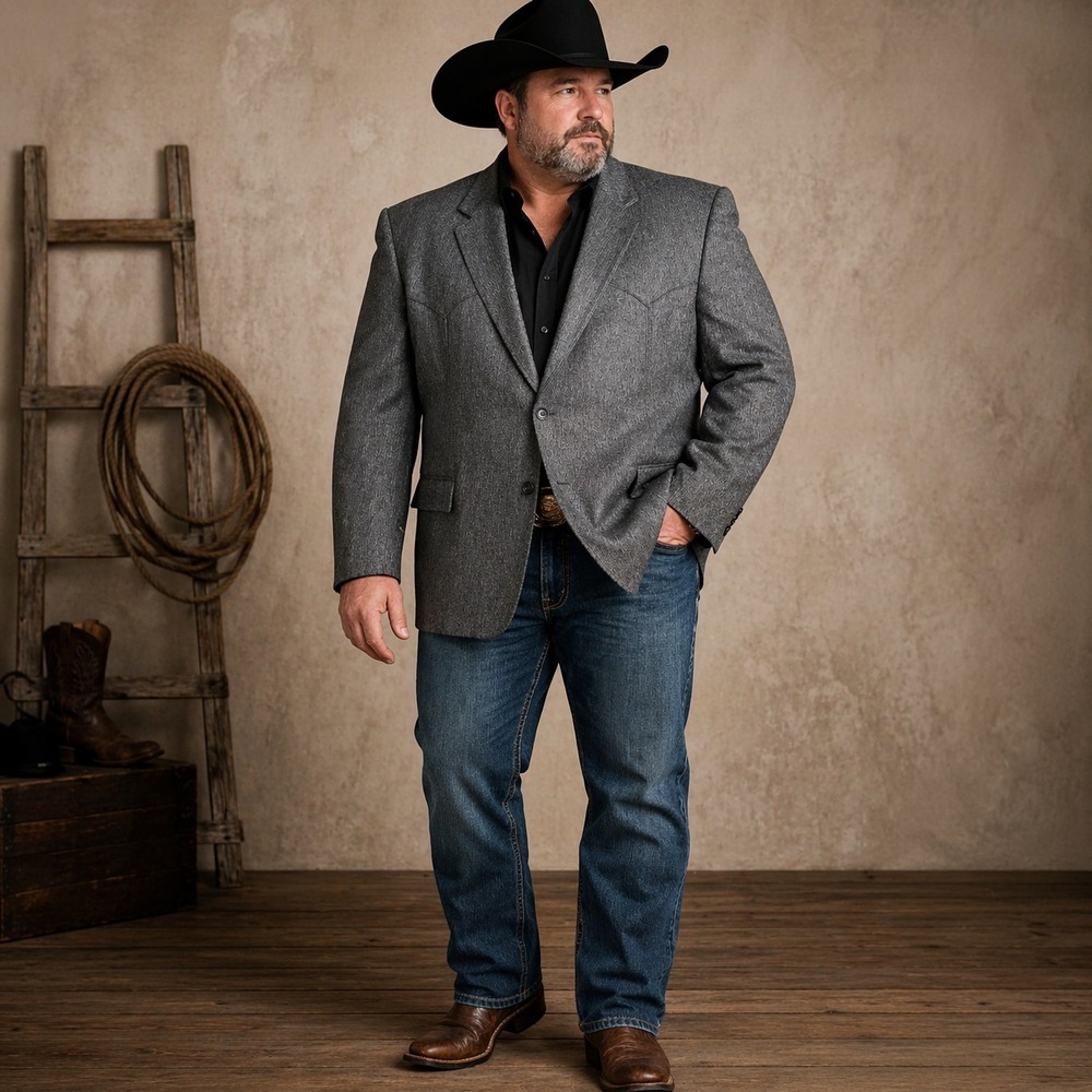 CIRCLE‎ S Western Cowboy Sport Coat Suit Jacket Blazer Gray Men's 50L Ranch